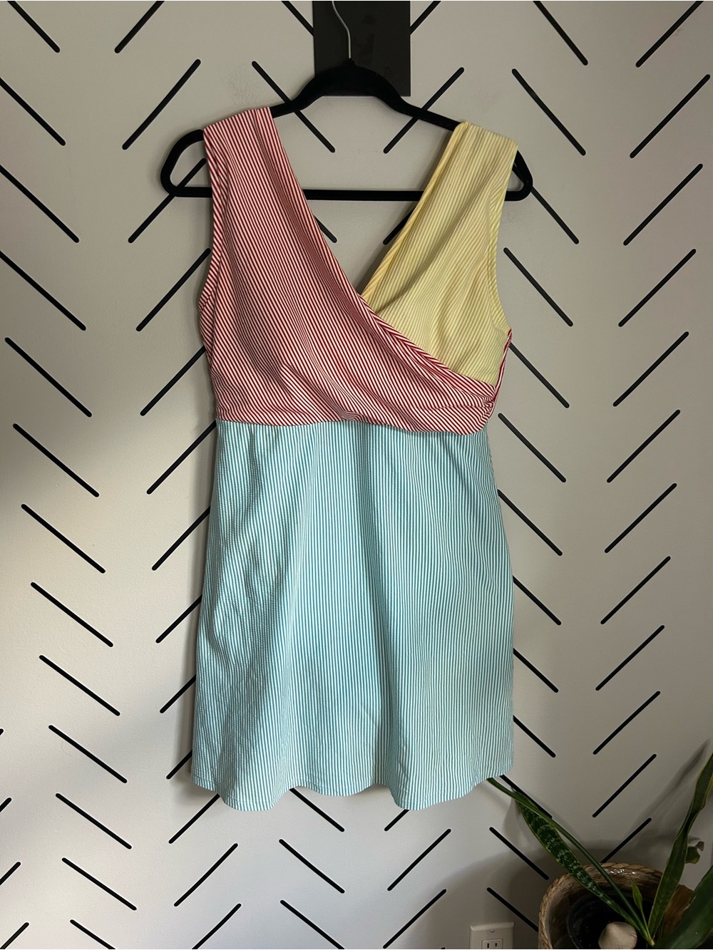 colorful Lands' End seersucker swim dress